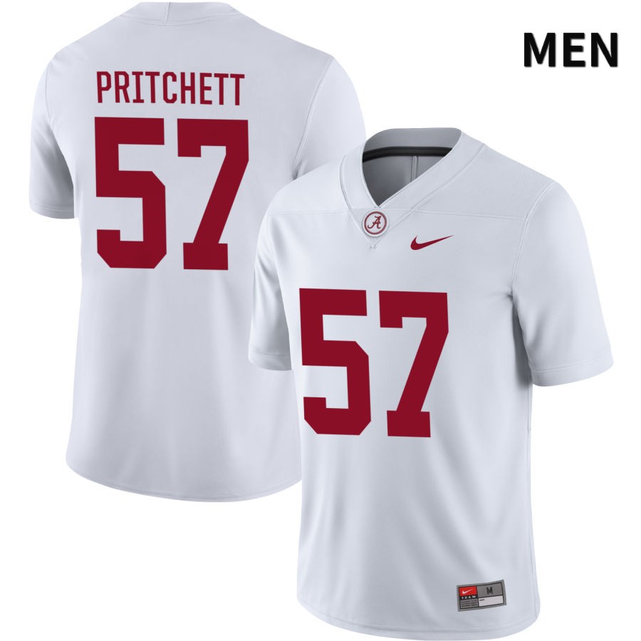Alabama Crimson Tide Men's Elijah Pritchett #57 NIL White 2022 NCAA Authentic Stitched College Football Jersey UR16C11UI